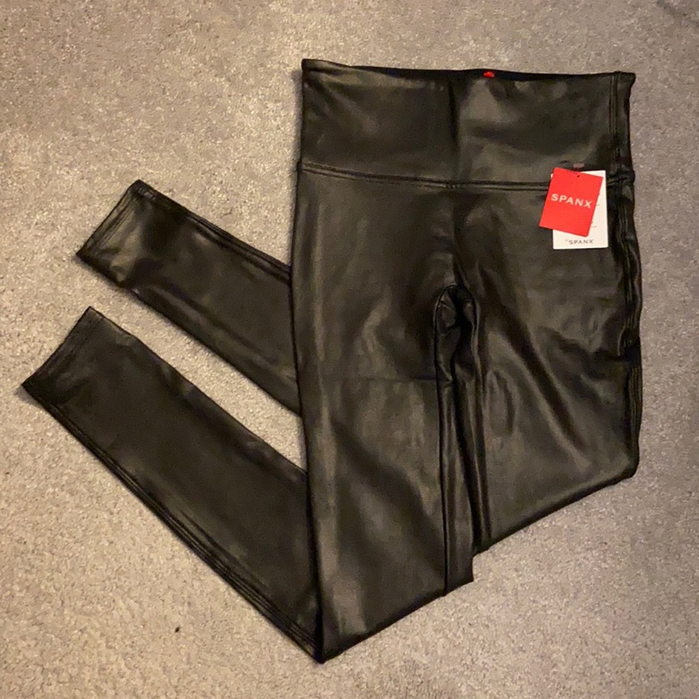 Black Faux Leather Spanx